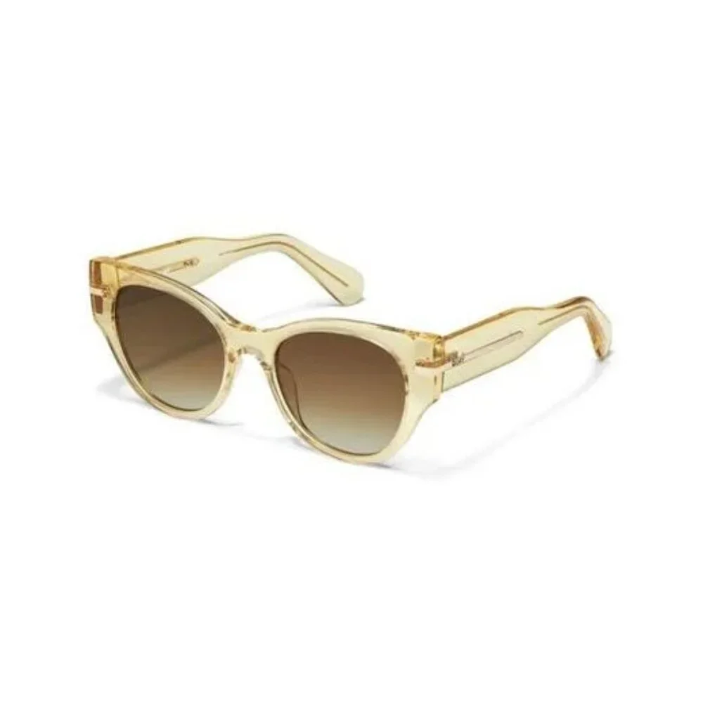 New Quay Australia Chit Chat 53mm Cat Eye Daffodil/ Brown Sunglasses NWT
